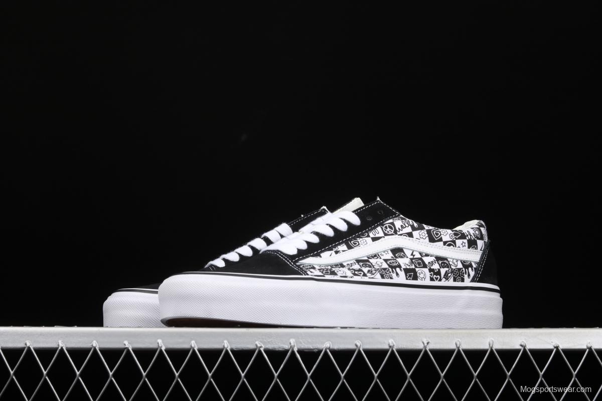 Vans Old Skool Vance black and white graffiti printed low upper canvas board shoes VN000D3HY28