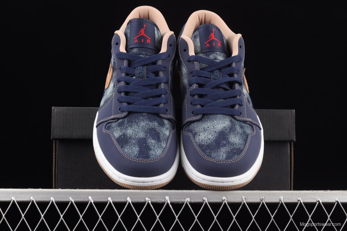 Air Jordan 1 Low dark blue denim low side culture leisure sports shoes DH1259-400