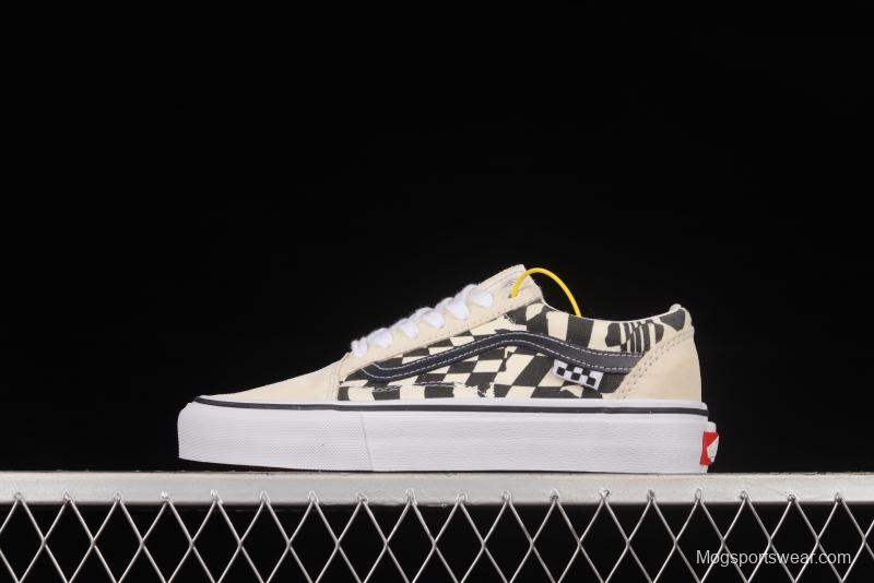 Vans OId Skool black and white checkerboard side stripe low-top professional skateboard shoes VN0A5FCB9CU