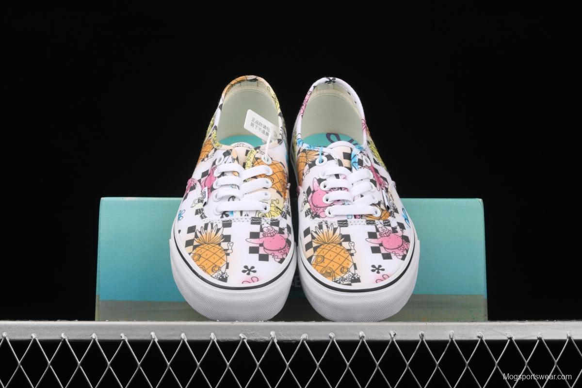 SpongeBob x Vans Authentic color printing cartoon limited edition low-top casual board shoes VN0ASHZSZAS