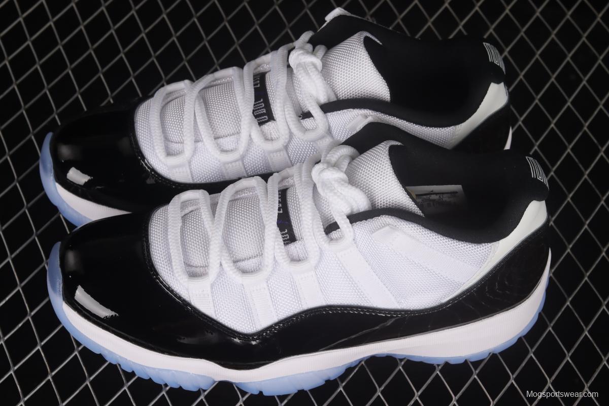 Air Jordan 11 Low Concord 1 Kang buckle white and black real standard real carbon low-top basketball shoes 528895-153