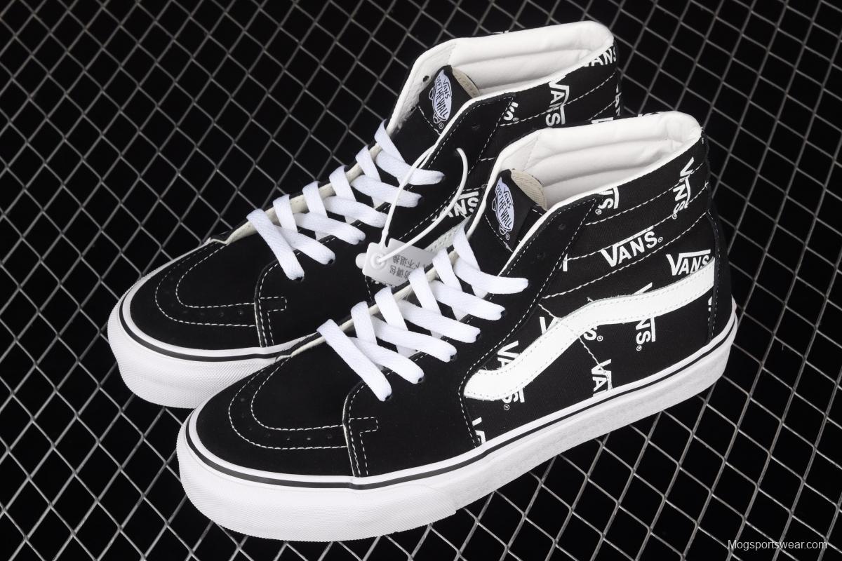 Vans SK8-Hi classic black and white letters logo high top casual board shoes VN0A4U3CTDW