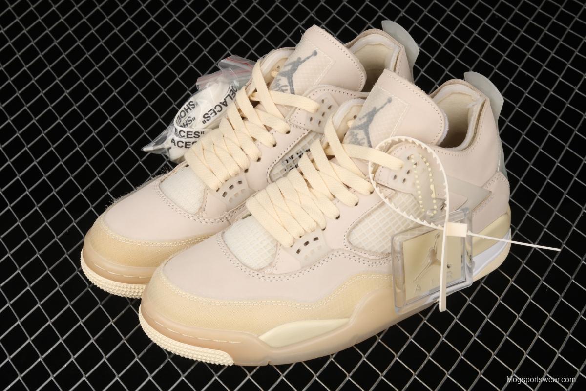 OFF-White x Air Jordan 4 Retro Cream/Sail help retro leisure sports culture basketball shoes CV9388-100