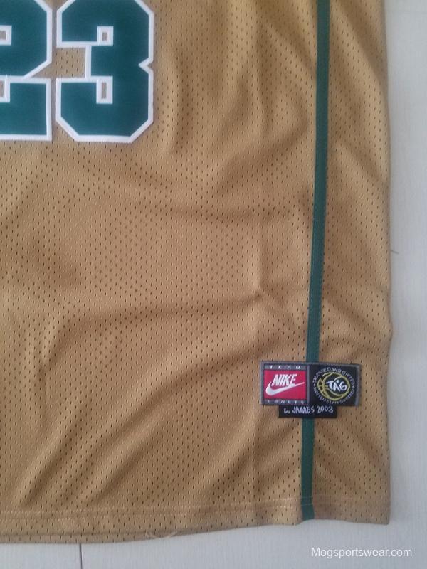 LeBron James 23 Irish High School Yellow Basketball Jersey