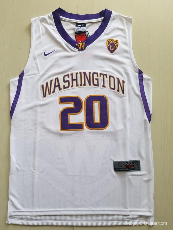 Markelle Fultz 20 Washington College White Basketball Jersey