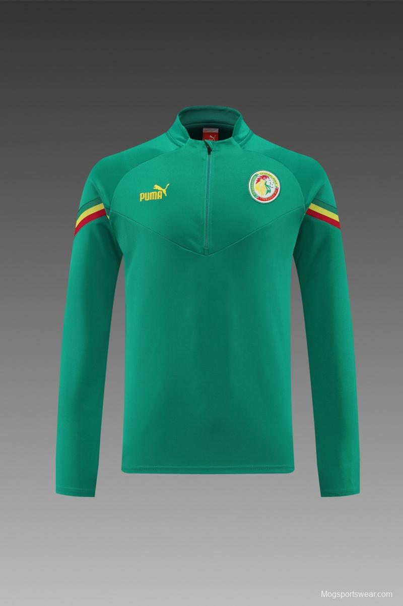 2022 Senegal Green Half Zipper Tracksuit