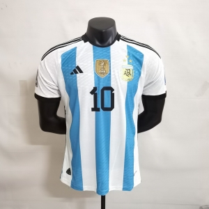 Player Version 3 Stars 2022 Argentina MESSI #10 Home Jersey With World Cup Champion Patches