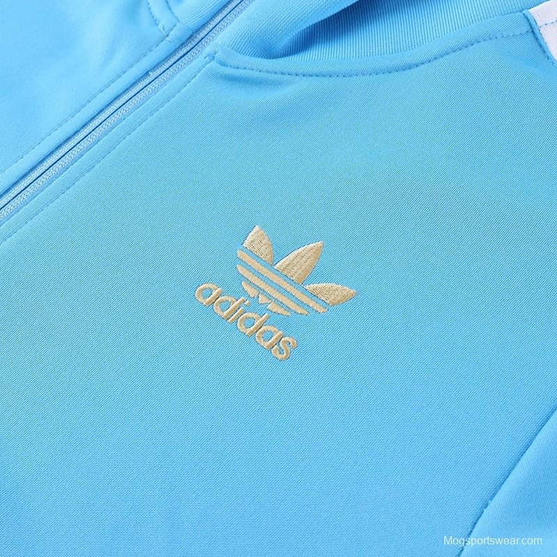 2023 Adidas Original Sky Blue Full Zipper Jacket +Pants