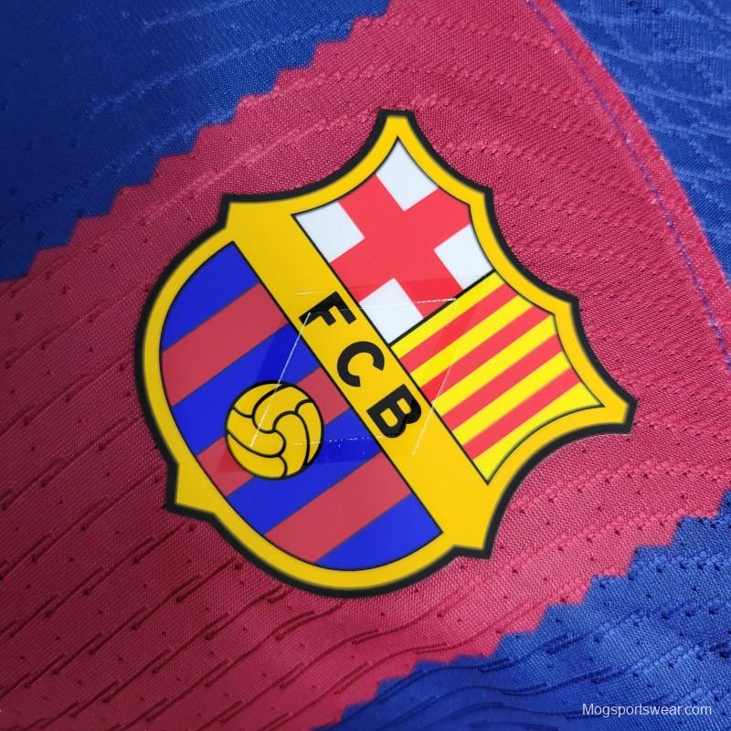 Player Version 23-24 Long Sleeve Barcelona Home Jersey