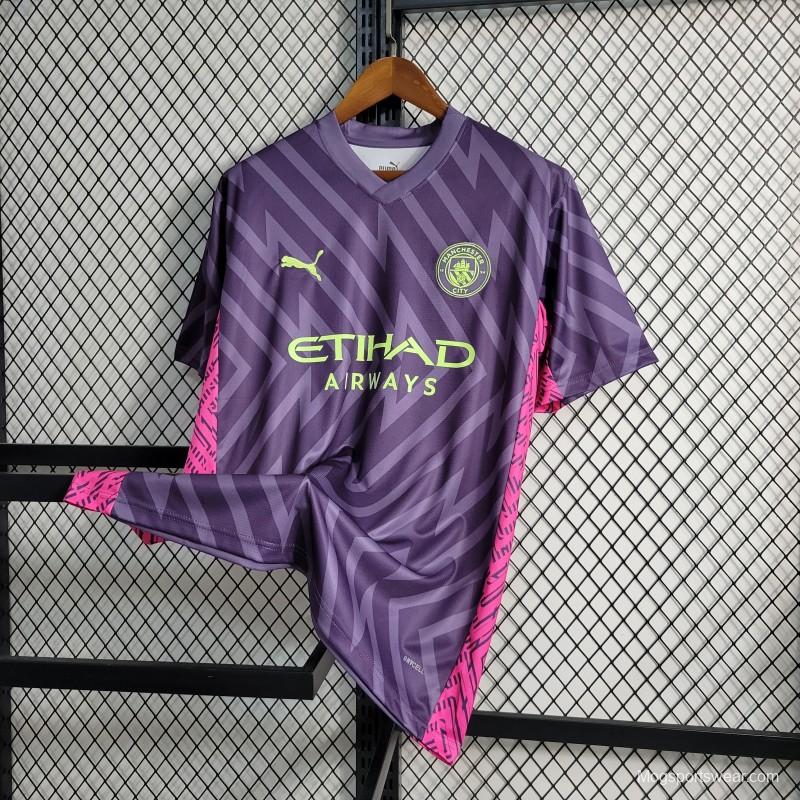 23-24 Manchester City Purple Goalkeeper  Jersey