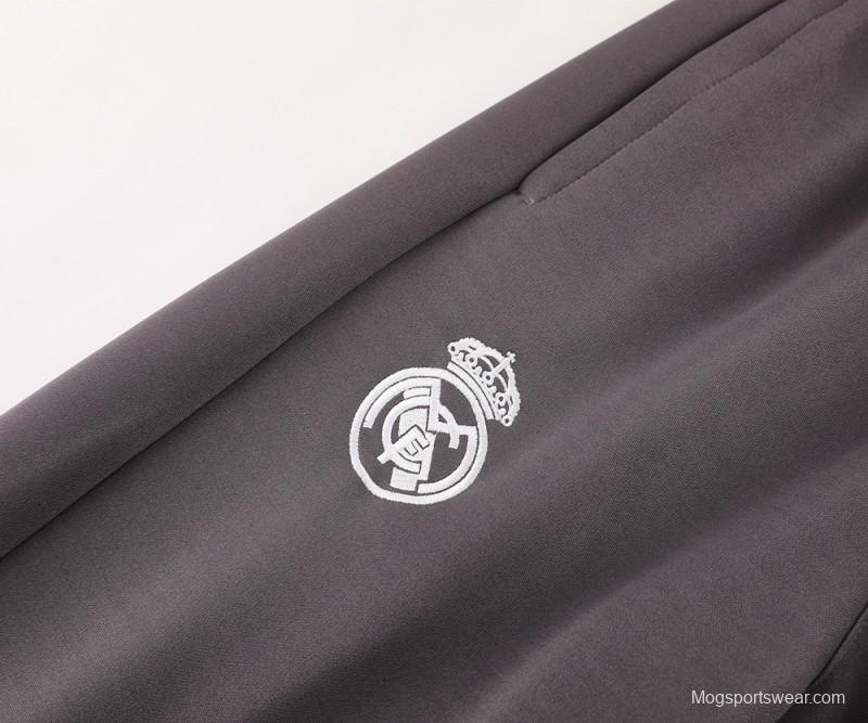 24/25 Real Madrid Grey Full Zipper Jacket +Long Pants