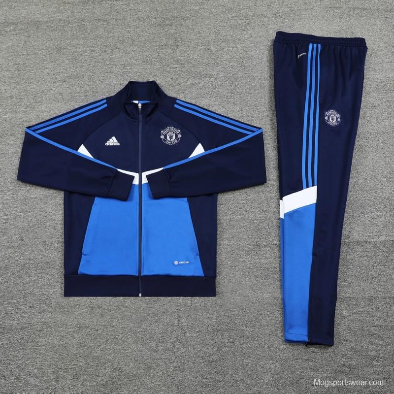 24/25 Manchester United Navy/Blue Full Zipper Jacket +Long Pants