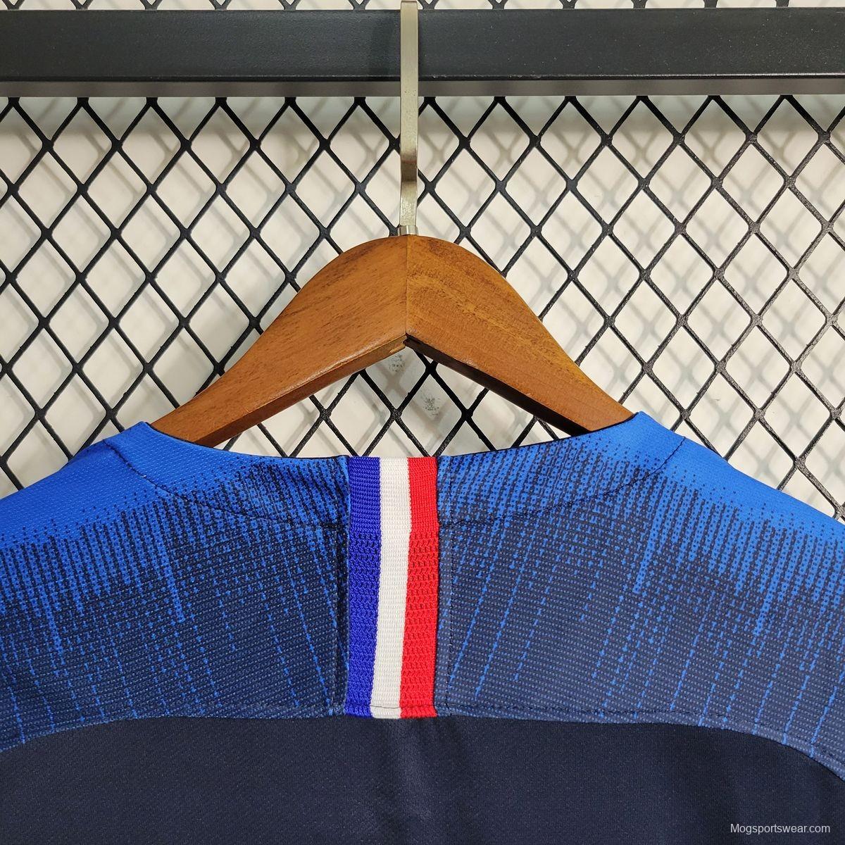 Retro 2018 France Home Long Sleeve Jersey