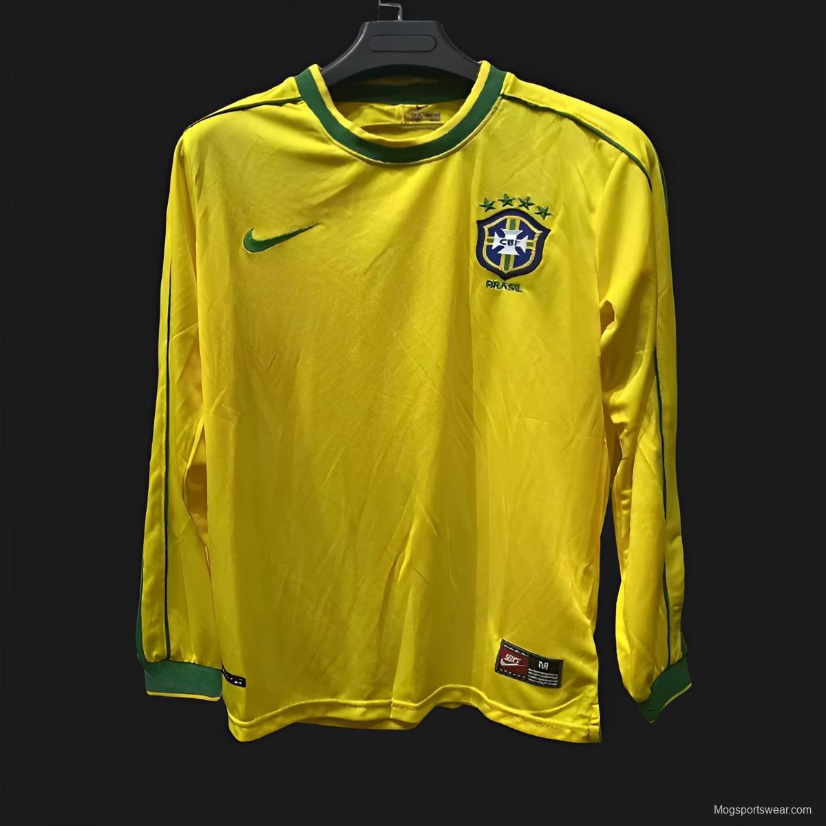 Retro 1998 Brazil Home Long Sleeve Jersey