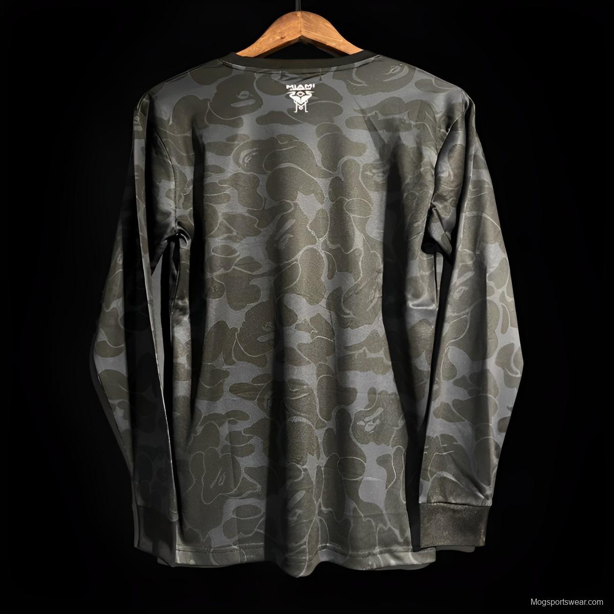 23/24 BAPE x Inter Miami CF Camo Black Long Sleeve Jersey